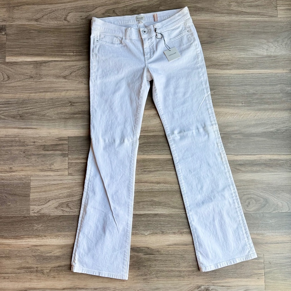 Classic Minimalist‎ Mid Rise Bootcut Jeans Soft Stretch Cotton Blend White